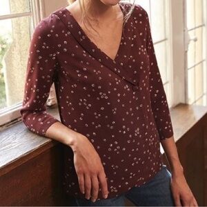 Sezane Burgundy Floral Top
